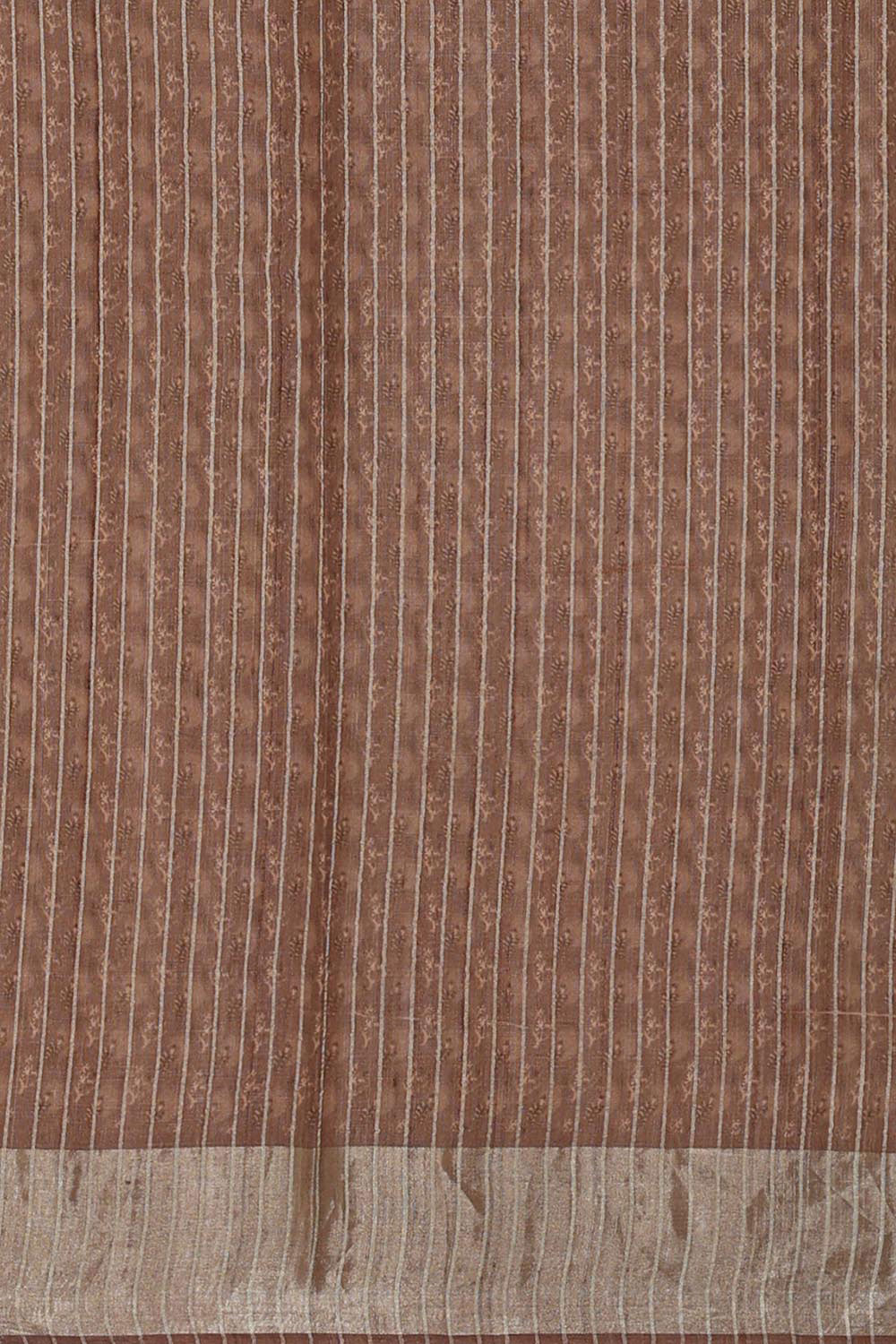 Image of Printed Tussar Silk Brown Saree